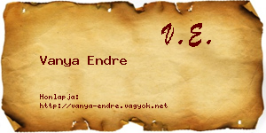 Vanya Endre névjegykártya